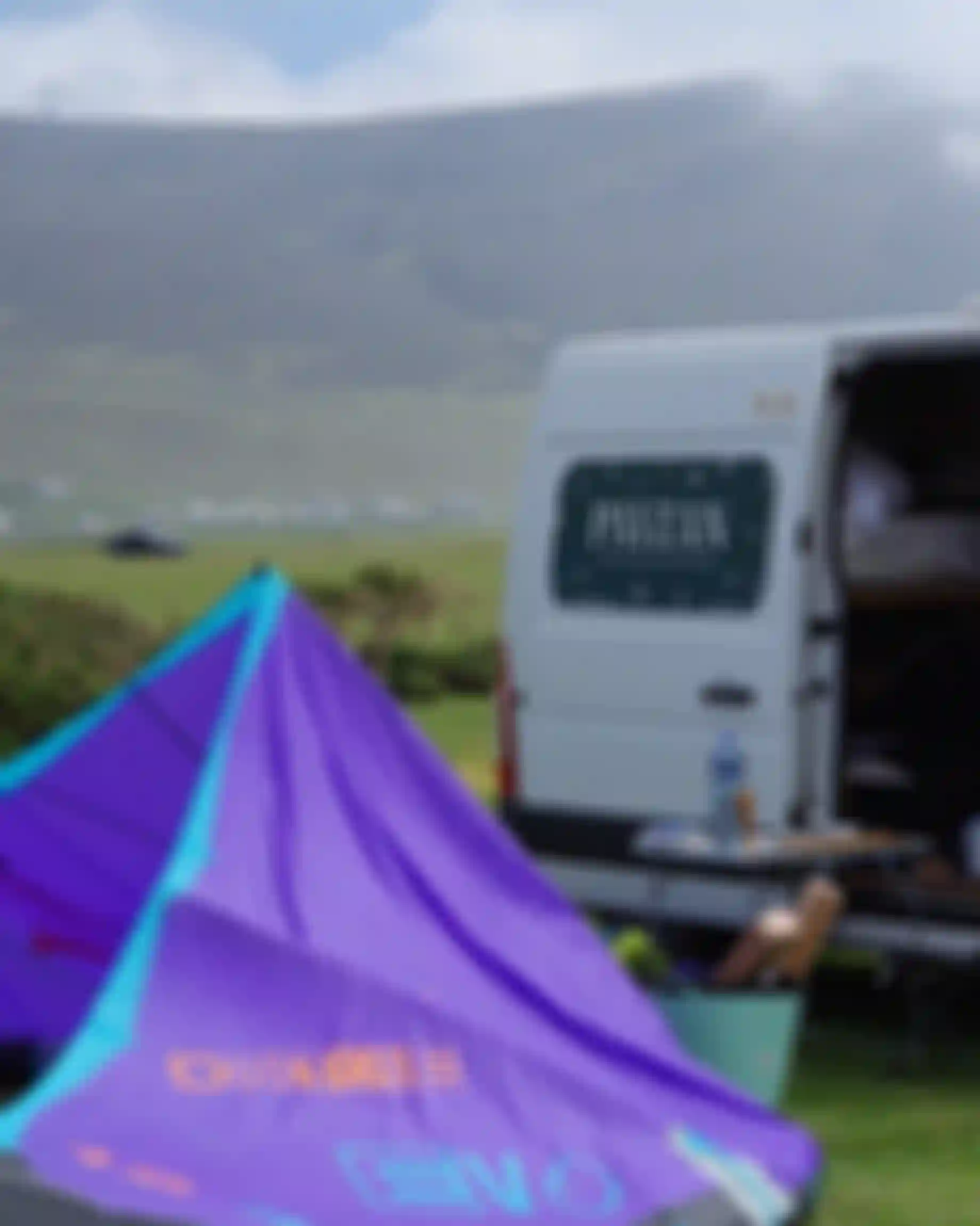 kite infront of a van