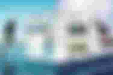 Split image: Person foil surfing on the left, app interface with surfing tutorials in the center, and another person foil surfing on the right.