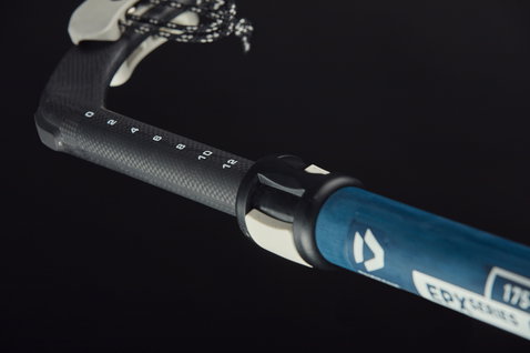 Duotone Boom EPX.Carbon windsurf boom 175–225 cm in near-black with steel blue and dark teal