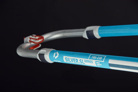 Duotone Silver Series SL wishbone windsurf 180-230 cm en noir, argent et cyan
