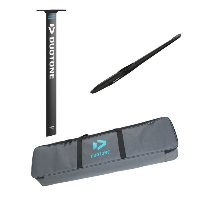 Foil Spirit Mast AL 90 and Fuselage AL 70 set in charcoal black and slate grey with cyan logo accent
