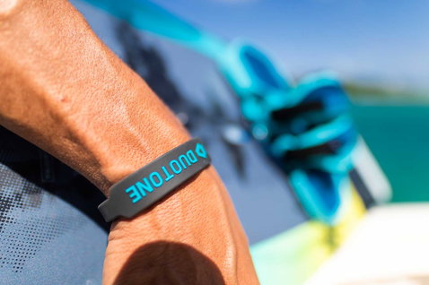 Duotone Wristband during kitesurfing at the ocean beach