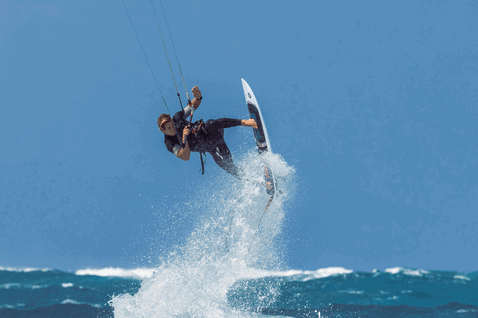 Duotone Fish SLS kite surfboard during kitesurfing in the open ocean