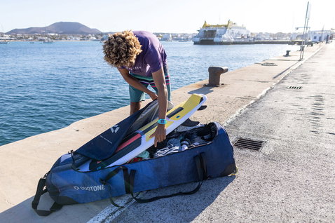 Duotone Combibag 2024 kite bag during travel preparation at the harbour