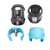 Duotone Double Pin.Lock oval Ersatzteil-Set mit 2 Stück in dunkelgrau, hellblau und silber