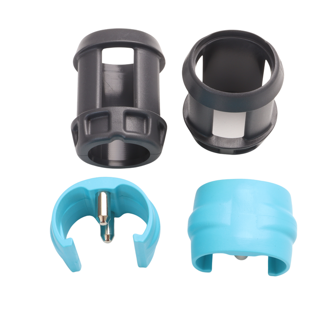 Duotone Double Pin.Lock oval Ersatzteil-Set mit 2 Stück in dunkelgrau, hellblau und silber