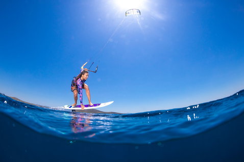 Duotone Hybrid SLS 2024 directional kiteboard during kitesurfing on the open ocean