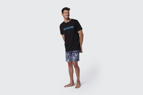 Camiseta de manga corta Duotone en negro con logo en cyan turquesa