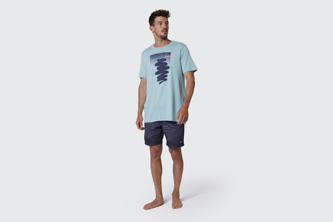 T-shirt a maniche corte in azzurro acqua chiaro con blu navy e indaco scuro