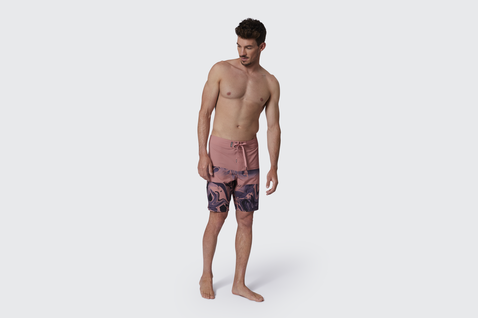 Boardshorts in rosa antico e blu navy scuro