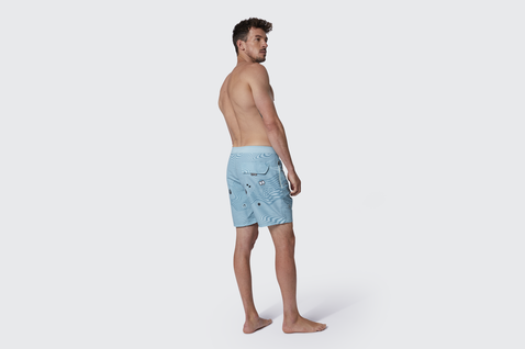 Duotone Boardshorts DT 17inch homme en bleu aqua avec blanc et bleu marine foncé