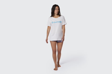 Duotone Peak Kurzarm-T-Shirt in weiß mit hellblauem Logo