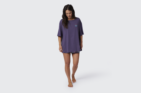 Duotone t-shirt maniche corte in dusty purple con teal e grigio chiaro