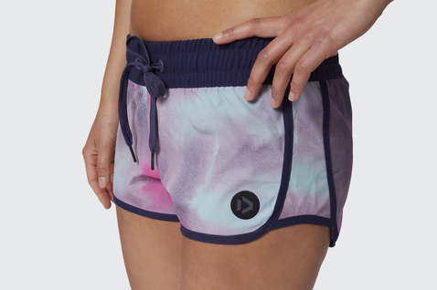 Duotone Apparel Hotshorts donna in blu navy scuro con stampa multicolore