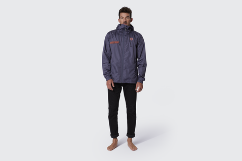 Duotone Jacket Windbreaker unisex in blu grigio ardesia con arancione terracotta e blu navy scuro