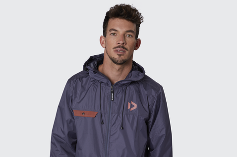 Duotone Jacket Windbreaker unisex in blu navy ardesia con terracotta e marrone ruggine