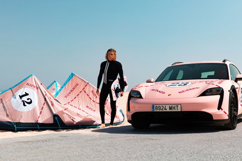 Duotone Evo SLS LEI Kite 12m Pink Pig Limited Edition 2023 am Strand