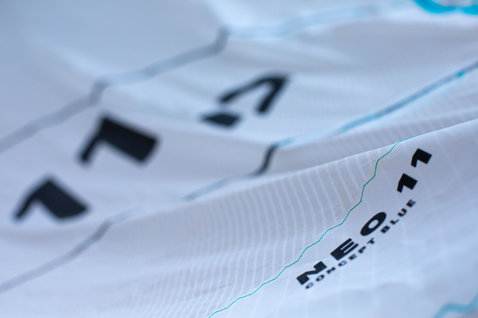 Duotone Neo Concept Blue LEI kite 11m in white with navy blue, teal and light blue
