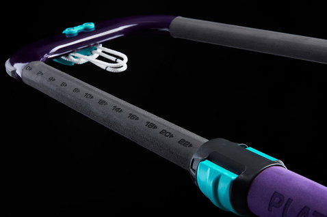 Duotone Windsurfing Platinum Series SLS windsurf boom in near-black with deep purple and cyan