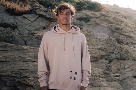 Duotone Apparel Hoody True Fade Out homme en beige sable délavé avec imprimé gris anthracite