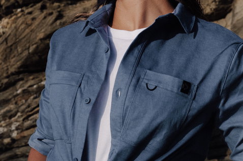 Duotone Apparel Shirt LS True unisex long sleeve shirt in steel blue with white and dark navy