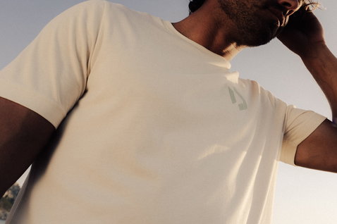 Duotone Concept Blue Tee SS CB Undyed men short sleeve t-shirt during a standing pose at a coastal setting