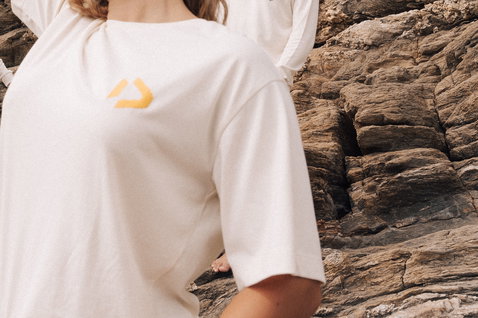 Duotone Apparel Tee SS CB Concept Blue women short-sleeve t-shirt at a rocky coastal setting