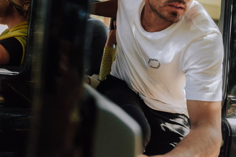 Duotone Apparel Tee SS True Beach men t-shirt during casual lifestyle in a vehicle outdoor setting