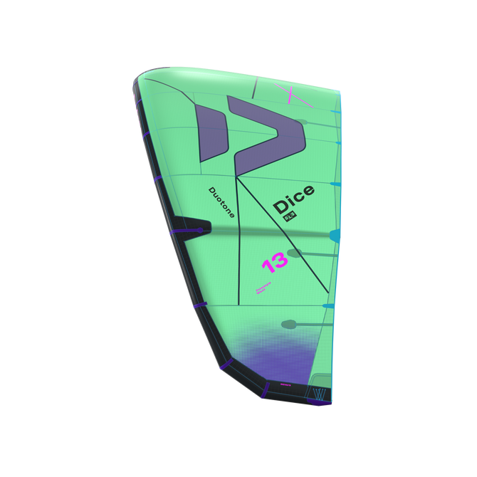 Duotone Dice SLS LEI kite 13m in mint green, purple and dark navy