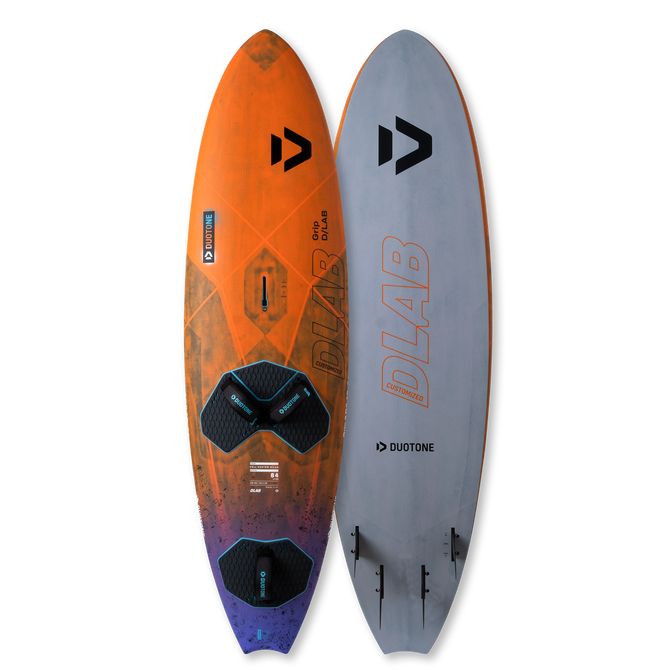 Duotone Grip [Quad] D/LAB windsurf board 84L in burnt orange, deep purple and slate grey