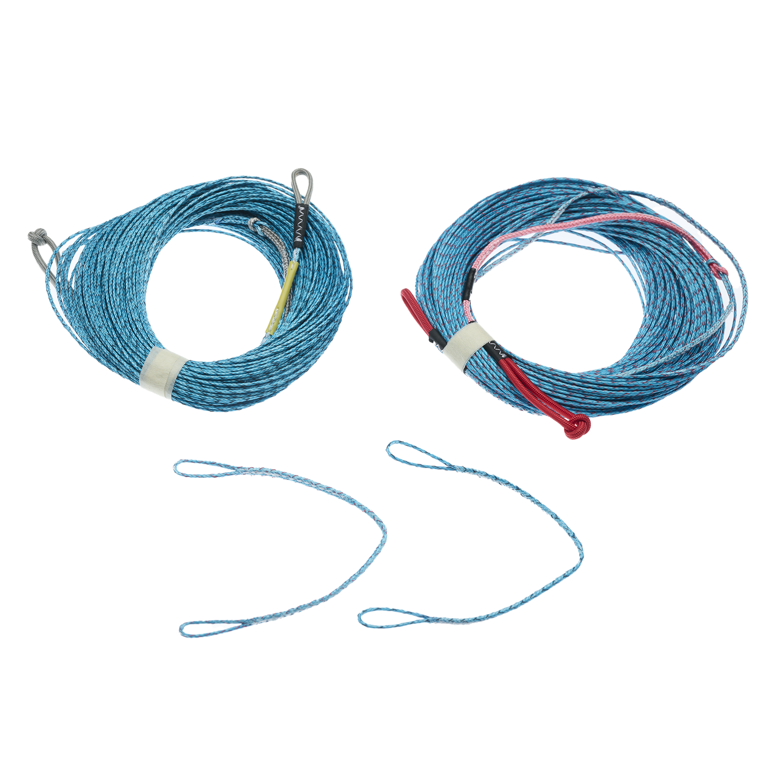 Duotone Kiteboarding Adjustable Back Lines QC/Click lignes de cerf-volant en bleu sarcelle, rouge, jaune et gris