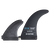 Duotone windsurf fin set tri in matte black with cyan blue lettering