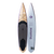 Stand up paddle Duotone Raven Bamboo 12'6"x28.5" en bambou naturel, gris-bleu pâle et violet — vue dessus et dessous
