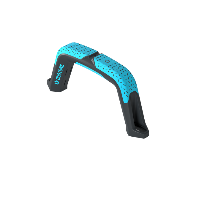 Duotone Big Air Handle pour kiteboards twin-tip en cyan et gris anthracite, vue trois quarts