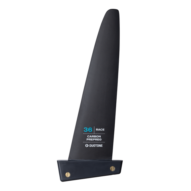 Duotone Race D/LAB windsurf fin 36cm in carbon black, Tuttle box, carbon prepreg