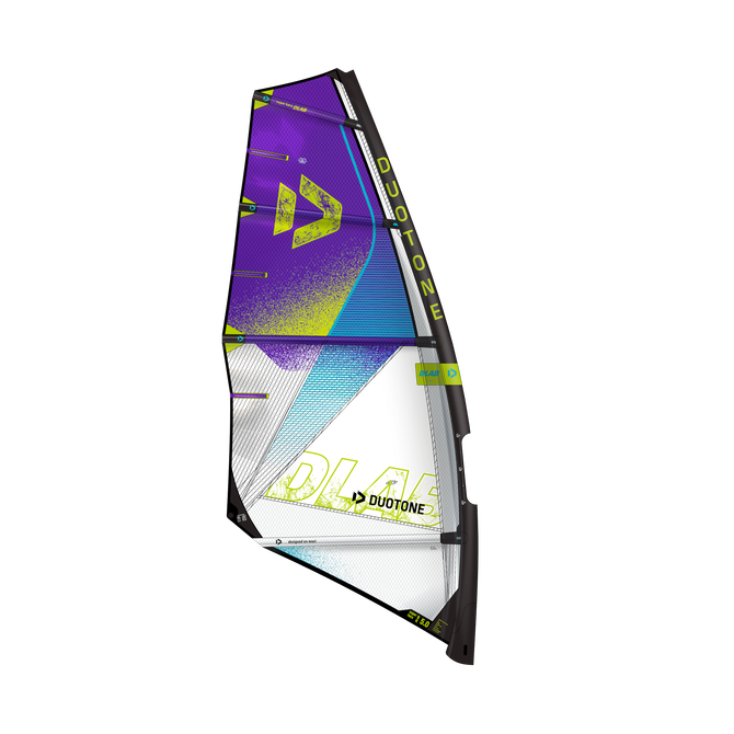 Duotone Super Hero D/LAB freestyle windsurf sail 5.0m² in violet, white and lime