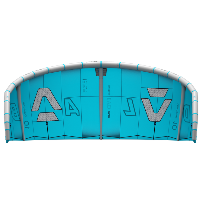 Duotone Evo D/LAB LEI kite 10m in cyan and white – bottom view
