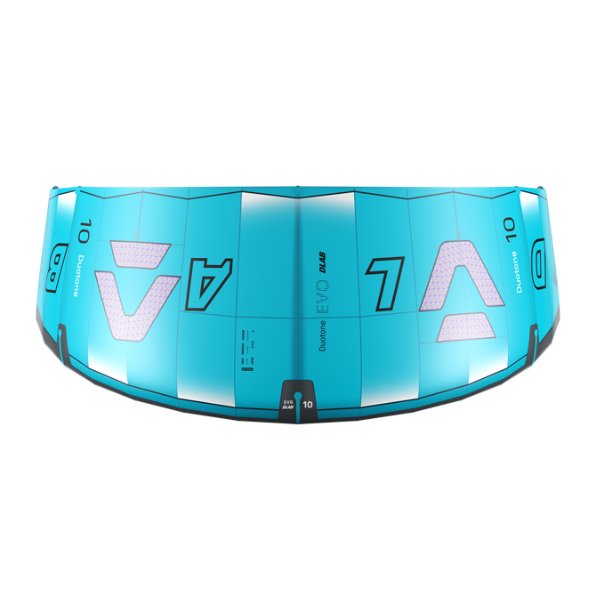 Duotone Evo D/LAB LEI kite 10m in cyan and teal top view