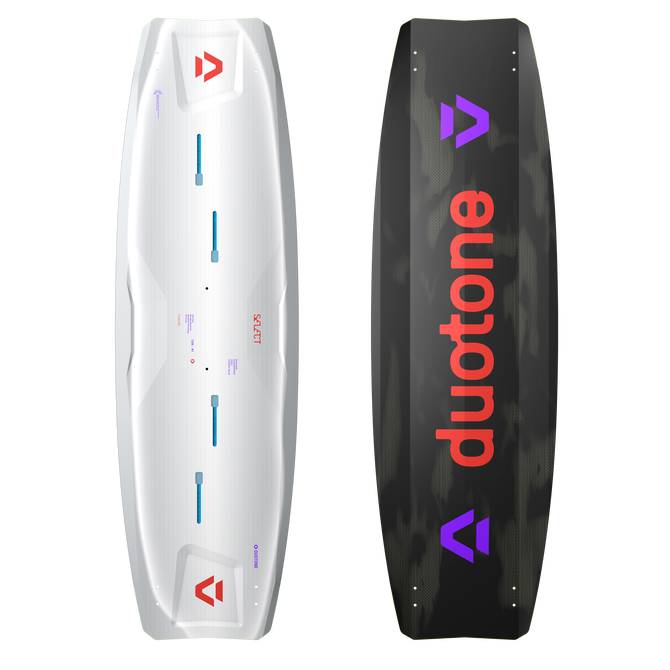 Tabla de kite twin-tip Duotone Select Concept Blue en blanco y camuflaje oscuro con coral y lila