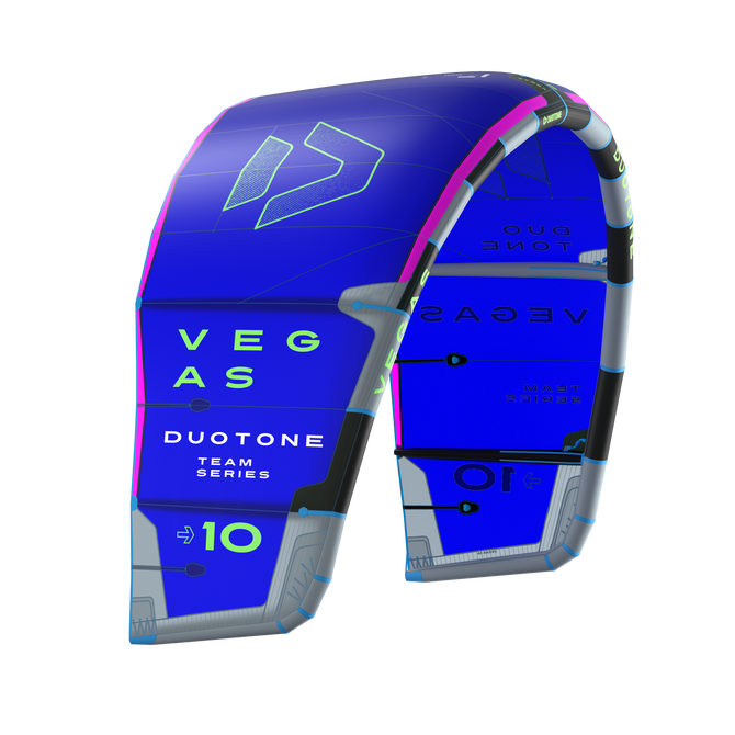 Aile LEI Duotone Vegas Team Series 10m en bleu électrique, rose et vert citron