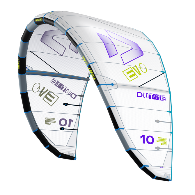 Duotone Evo Concept Blue LEI Kite 10m in weiß, blaugrün und lila
