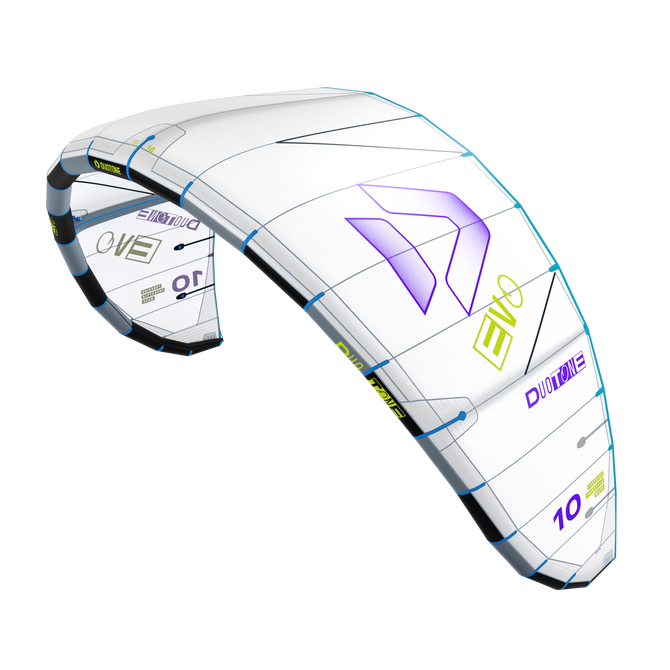 Duotone Evo Concept Blue LEI Kite 10m in weiß, cyan und lila