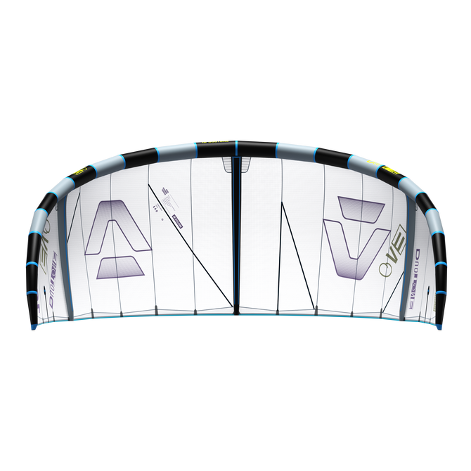 Duotone Evo Concept Blue LEI Kite Unterseite in hellgrau, schwarz und cyan