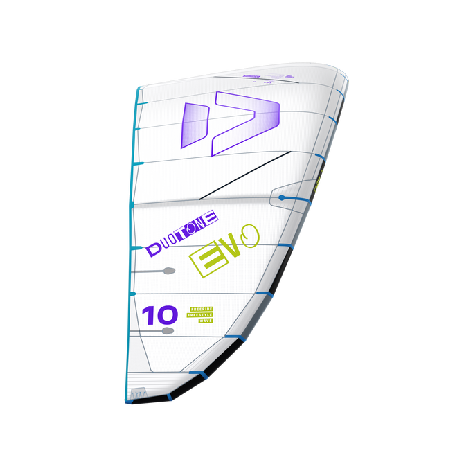 Duotone Evo Concept Blue LEI Kite 10m in weiß, türkis und lila