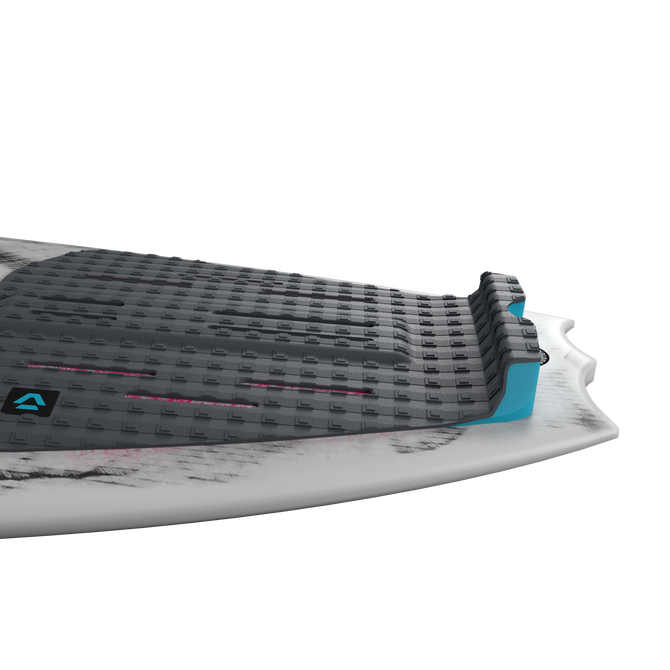 Duotone Volt Traction Pad Pro Back 4mm in dark grey and teal with kick tail for surfboards