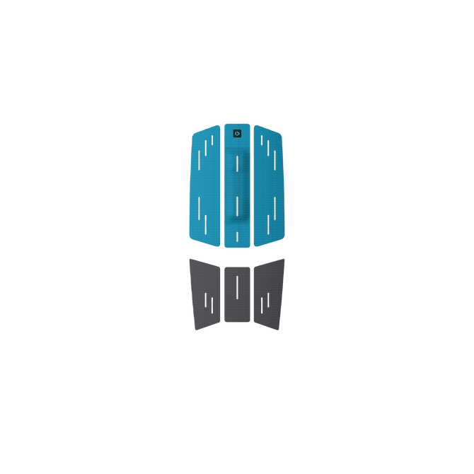 Duotone Front Traction Pad 4mm in teal blue and dark grey for surfboards and kiteboards