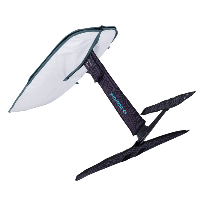 Duotone Boardbag Single Foil kite foil board bag 4'2" in charcoal and white with teal piping