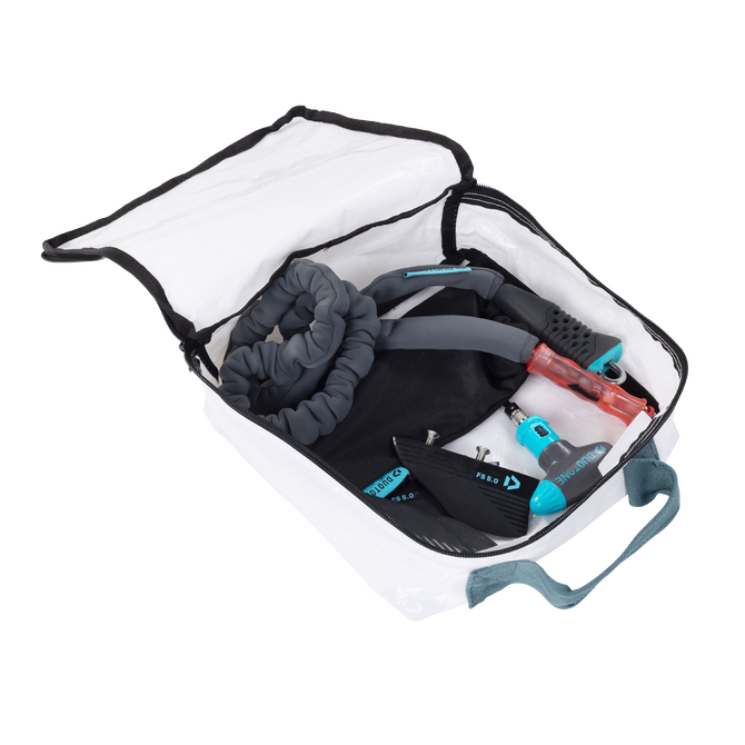 Duotone Combi Bag borsa kite aperta con attrezzatura in bianco e nero
