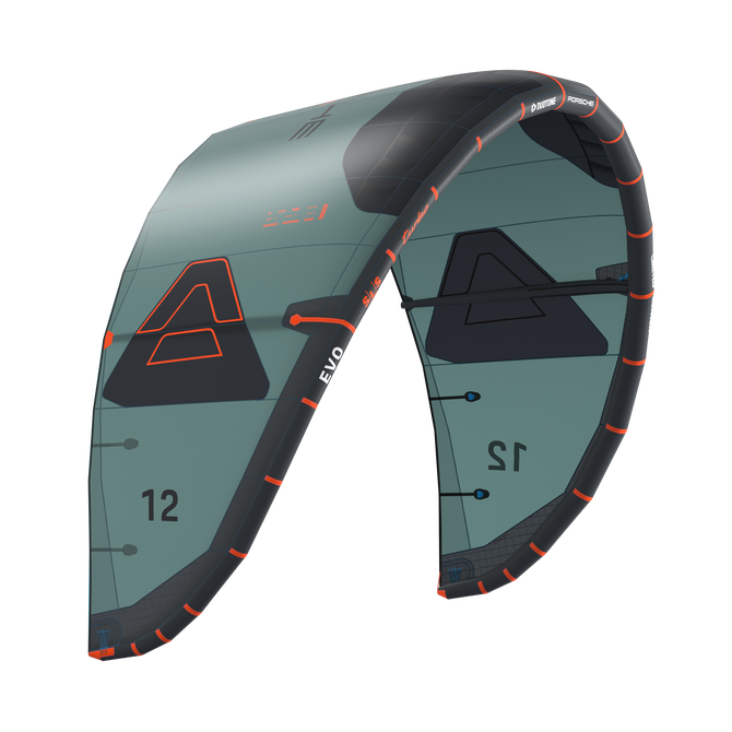 Duotone Evo SLS Porsche Edition kite LEI 12m en vert ardoise et anthracite