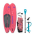 Duotone Grace Air SLS inflatable SUP package in coral and teal with paddle, bag and pump